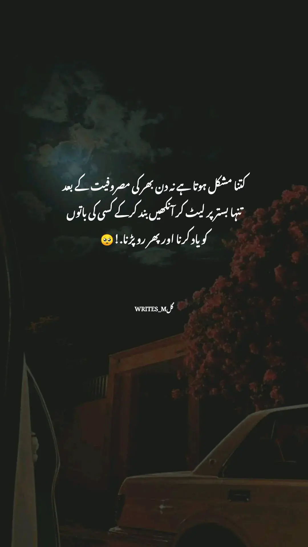 Night  sad poetry 🥺💔#foryou #tiktokpakistan #for_you_page #urdupoetry #1millionaudition #sad poetry #sadlines #deeplines #poetrystatus #foryoupage #g_mwrites01 