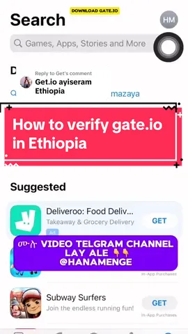 Replying to @Get how  to open and verify gate.io in Ethiopia.ሙሉ  Video YouTube ale “ Hana Mengistu “ #airdrop #gateio #crypto #cryptocurrency #hamster #ethiopian_tik_tok #habeshatiktok 