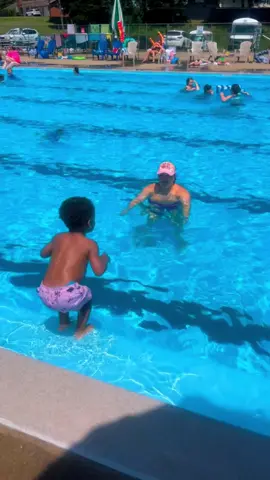Gigi’s boy has zero fear! So proud of how far hes come this summer. He will be 3 in a month. #littleswimmer #nofear #gigisboy 