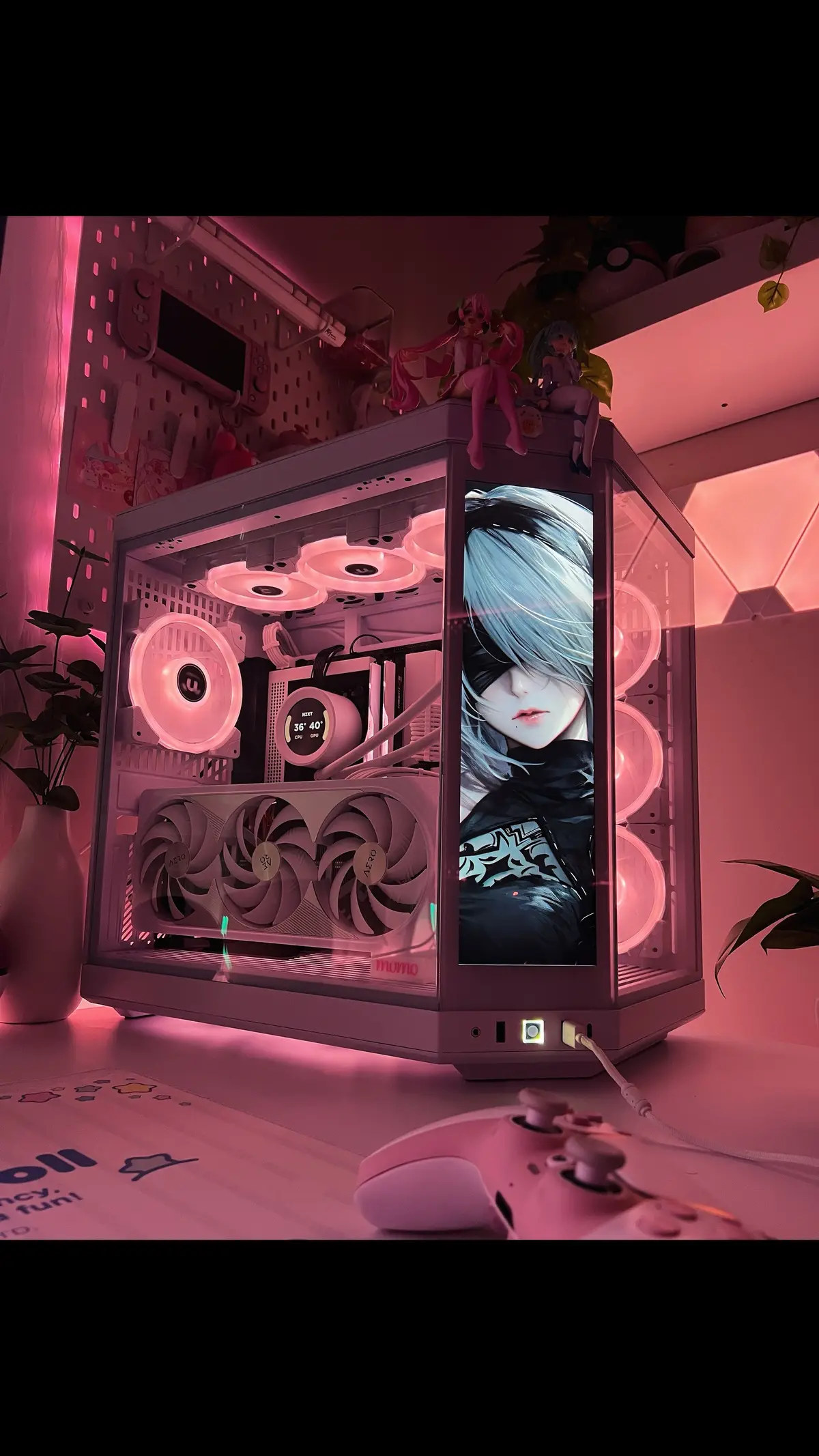 2B 🖤  #gaming #GamingSetup #pcbuild #pcgaming #pcgamer #pcsetup #pink #rgb #aesthetic 