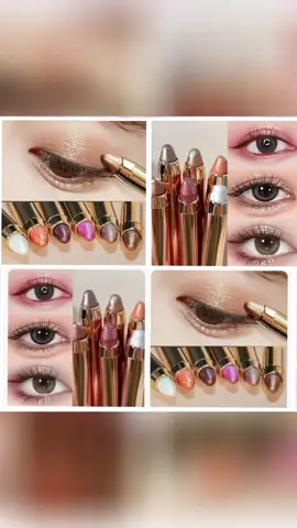 #2in1 MAKEUP EYE SHADOW STICK HIGHLIGHTER WITH GLITTERS WATERPROOF LONG LASTING DUAL-ENDED PEARLESCENT EYE SHADOW 💯👍#CLICK TJE YELLOW BASKET BELOW 👇