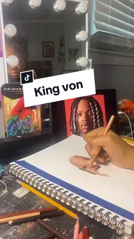 highly requested 🤦🏽‍♀️ here go yall von. (Quality kinda wonky bc its from my live 🫤) #kingvon #crazystory #prismacolorpencils #sketchbookdrawing #fyp #foolio #artistsoftiktok 