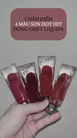 Chấm điểm thực tế 4 màu son đắt hàng nhất của Objet Liquid nèe🫶🏻 bấm ngay vào giỏ hàng để có được em nó nhé~ #muzigaemansion #objetliquid #lipstick #sonthuanchay #veganlipstick #myphamthuanchay #vegancosmetics #fyp #xuhuong 