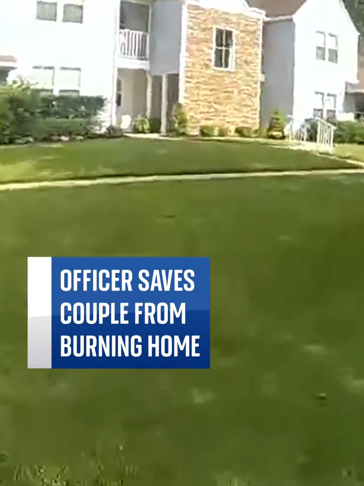 Officer saves couple from burning home in New Jersey. The couple and Officer Long were treated for smoke inhalation after getting out of the burning house. #police #rescue #US