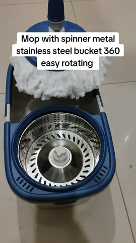 Mop with spinner metal stainless steel bucket 360 easy rotating #tiktoktrending #foryoupage #fyp #mop #mopmetalbucket 