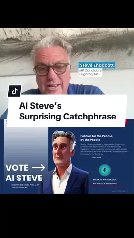 AI Steve is running for UK Parliament 🇬🇧 The first AI politician in the world.   What’s his catchphrase? The businessman Steve Endacott is using the chatbot AI Steve to connect with voters, educate people on his policies and also get feedback from his constituents in Brighton & Hove. #aisteve #aisteveinterview #steveendacott #ukpolitics #brighton #brightonandhove #ukforeignpolicy #freepalestine 
