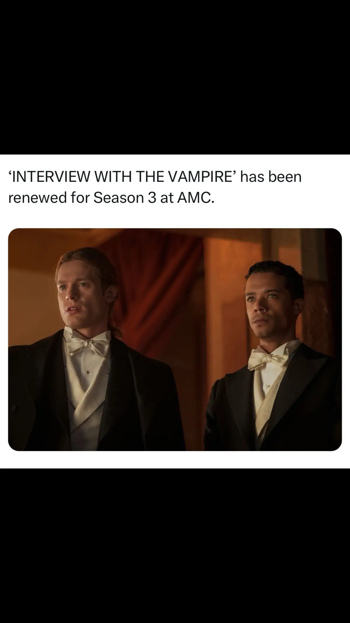 SEASON 3 SECURED ROCKSTAR LESTAT CONFIRMED I LOVE IT HERE   #interviewwiththevampire #thevampirechronicles #lestatdelioncourt #louisdepointedulac #iwtv #fyp #thevampirearmand #samreid #jacobanderson 