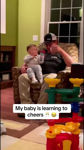 Cheers with baby…🥰 Funny and cute babies videos #baby #funny #cute 