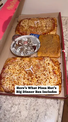 The Big Dinner Box features a few of Pizza Hut’s favorites: pizza, breadsticks, and choice of pasta OR wings. Customers can customize their box with their favorite pizza toppings, favorite pasta, or flavor choices for their wings. #pizzahut #pizza #pizzabox #dinnerbox #fastfood #fastfoodbox #pizzahutdinnerbox #binelesswings #breadsticks #foodnews #valuemeal #cravings #nrnunboxing #nrnmenutracker #bigdinnerbox 