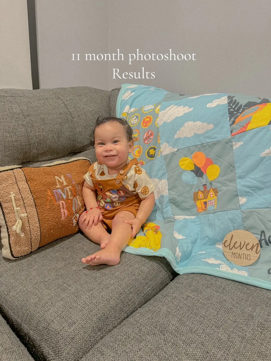 Results are in 😊✨ #11monthsold #milestoneshoot #monthlybabyphotoshoot #pixarup #up #adventureisoutthere #sahmtiktok #MomsofTikTok #boymom #boymomtiktok #familytiktok 