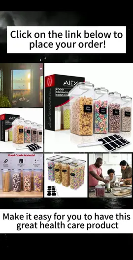 AEX 4pcs With Lids Airtight for Flour Cereal Containers Storage Set Airtight Large Food Storage Containers Kitchen & Pantry Organization Plastic Stackable and Durable Silicone seal lid