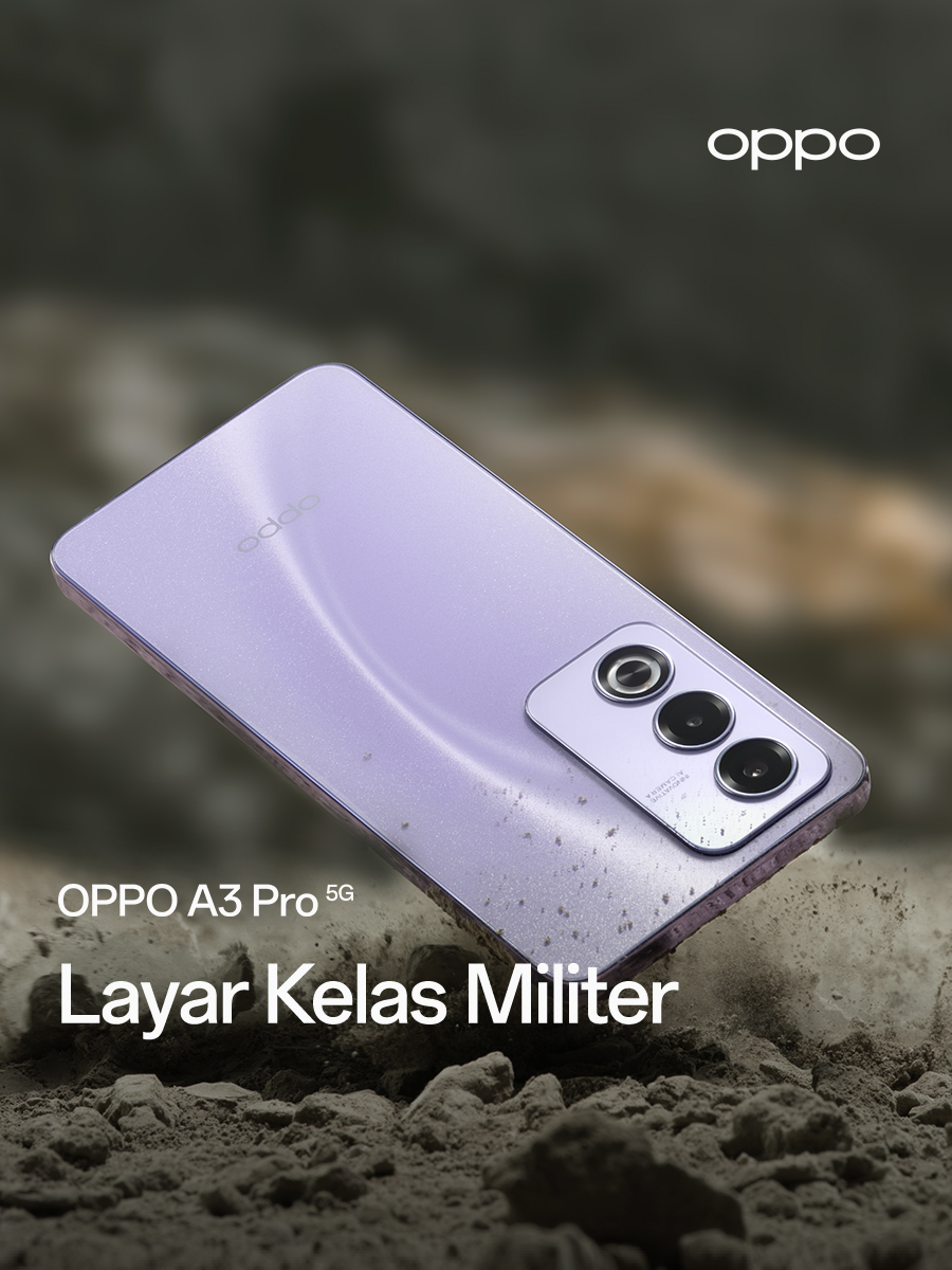 Siap-siap untuk upgrade ke #OPPOA3Pro! Dengan #LayarKuatKelasMiliter dan desain premium, hadirkan pengalaman seru yang tak terlupakan. Jangan lewatkan kehadirannya! 🔥