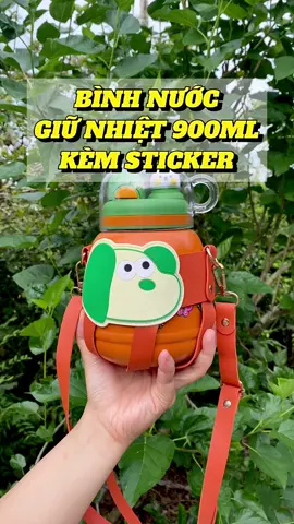 Bình nước giữ nhiệt 900 ml nắp cừu dễ thương có ống hút và dây đeo #binhnuocgiunhiet #binhnuoc #binhnuocchobe 