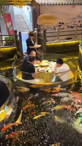 Submerged fish tank restaurant in China. Who wants to go? #innovation #creativity #technology #future #engineering #research #science #design
