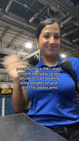 just a girl working in a warehouse #justagirl #wristweights #ankleweights #armworkout #workoutatwork 