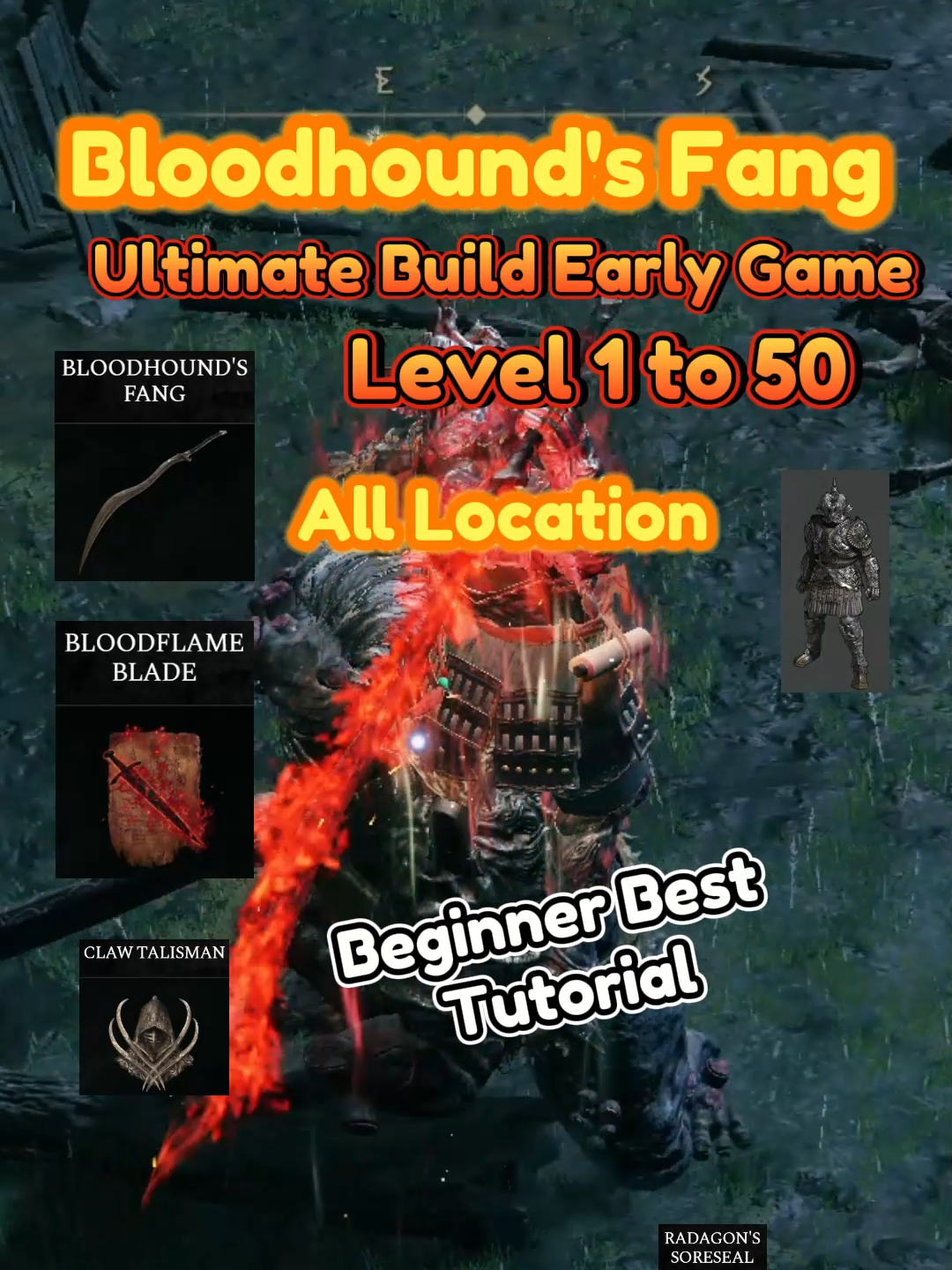 Bloodhound's Fang + Bloodflame Blade Ultimate Build Early Game (Beginner) All Location Elden Ring, Level 1 to 50, how to get bloodhound fang easily and quickly ? best build early game in elden ring, tips and location. this build is the best to start the game, the unique bloodhound fang weapon is one of the best in the game and surely the best to start and for beginners, combine with bloodflame blade and flame grant me strength you will be able to do devastating damage from the start start of the game #eldenring #eldenringhype #eldenringtips #eldenringtutorial #eldenringlocation #eldenringbuild #fyp #eldenringguide #eldenringedit #eldenringhelp #eldenringclips #eldenringweapons