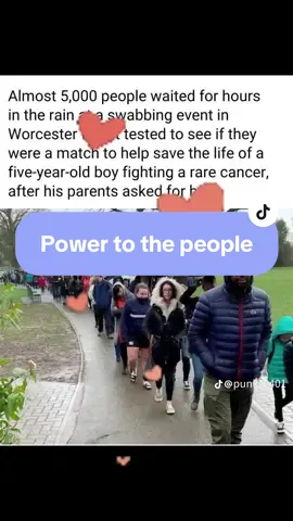 Almost 5,000 people waited for hours in the rain for swabbing event i. Worcester to be tested to see if were a match to help save the life of a 5yr old boy fighting a rare cancer #powertothepeople #positivecollective 