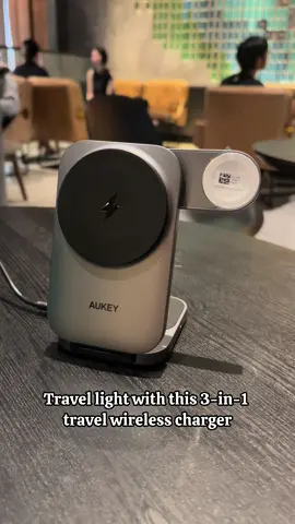 Tired of bringing so many adapter and wires along when you’re traveling?  Now you can travel light with this 3-in-1 charger ☺️ (ps. it comes with a free pouch, adapter and wire!! Who doesn’t like free things 😍) #tiktokshop #tiktokmademebuyit #tiktoksg #Tech #techtok #3in1 #wirelesscharger #aukey #charger #travel #traveltiktok 