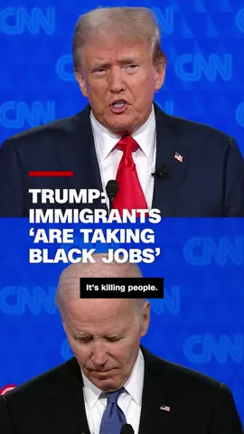 President Trump suggested that the immigrants who entered the US during President Biden’s administration were “taking Black jobs” at the first Presidential Debate of 2024, live from CNN Studios in Atlanta, Georgia. #BidenTrumpDebate #CNNPresidentialDebate #cnn #news