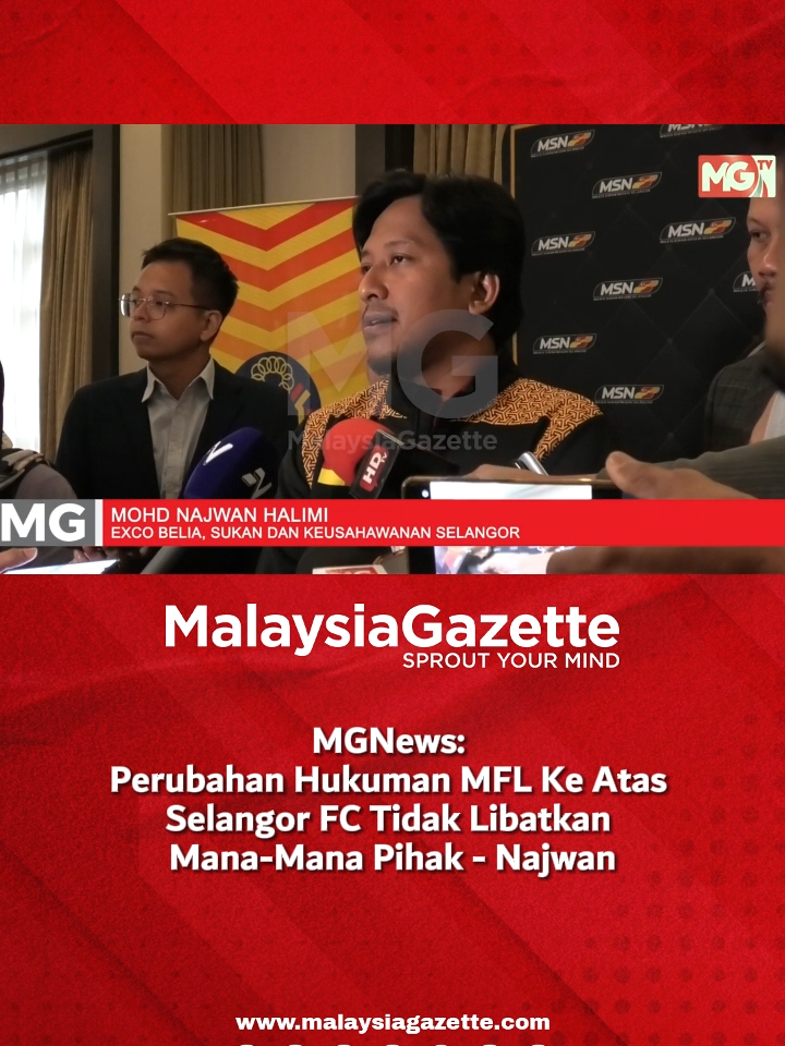 MGNews: Perubahan Hukuman MFL Ke Atas Selangor FC Tidak Libatkan Mana-Mana Pihak - Najwan Exco Belia, Sukan dan Keusahawanan Selangor, Mohd Najwan Halimi menjawab dakwaan pihak-pihak tertentu yang pengurangan hukuman ke atas Selangor disebabkan 'tangan luar'. #malaysiagazette #selangorFC