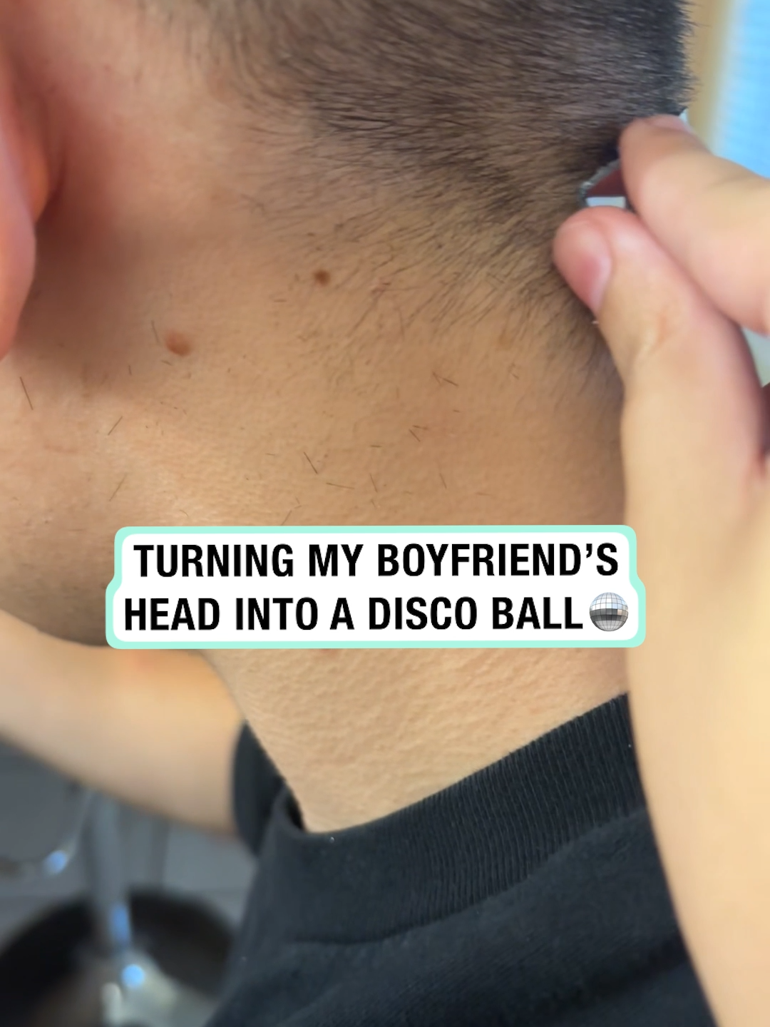 This actually looks so cool 😂  (🎥: @whos_shady) #disco #hair #buzzcut #boyfriend #discoball