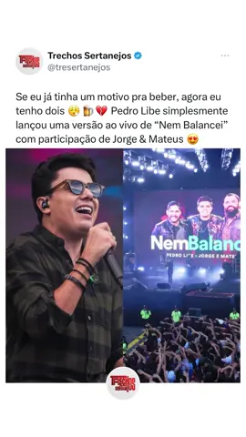 A versão ao vivo de “Nem Balancei” gravado no “Único Brasília” já está nos aplicativos de música! 🎉 Essa parceria incrível entre @pedrolibecantor e @jorgeemateus trouxe uma pegada única e inconfundível! Que moda boa 😍❤️‍🔥  #pedrolibe #jorgeemateus #nembalancei  