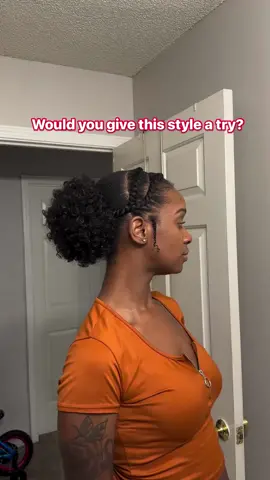 This actually came out pretty cute! Quick & easy hairstyle using this Pretty Quick Afro Pony by Outre. For me, styling this pony with flat twist in the front was easier than getting all my hair to lay smooth into a ponytail. I also prefer to style my hair from a blown out state. Would you give this style a try? Pretty Quick Afro Small Pony - @outre  #fyp #hairtok #naturalhair #easyhairstyles 