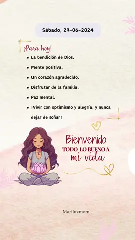 Feliz y bendecido día, lindo sábado para todos. 🙌🏻❤️ #frasesdiarias #frasesmotivadoras #frase #frases_aesthetic #escritos #positivevibes #frasesdeamor #mariluzmom #lindodia #frases_de_todo 