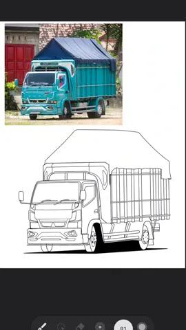 Proses lineart desain truk canter Info pemesanan desain bisa langsung wa dibio atau dm tiktok boloo🙏🏻