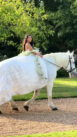true horse girl wedding 🥹 #horsewedding #weddingentrance #weddingtok #bridalentry #horseentrance #whitehorse #weddingtiktok @Chateau Challain @streamhorse @Monique Lhuillier 