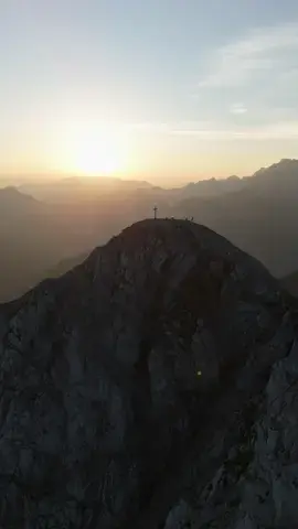 I love when there is a cross at the top of the mountain. Perfect for drone shots.   #landscape #slovenia #alps #djimini4pro 