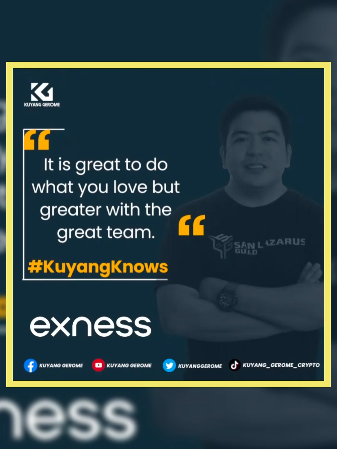 It is better to do what you love with a great team. #KuyangKnows #Exness #exnessforex #crypto #cryptocurrency #bitcoin