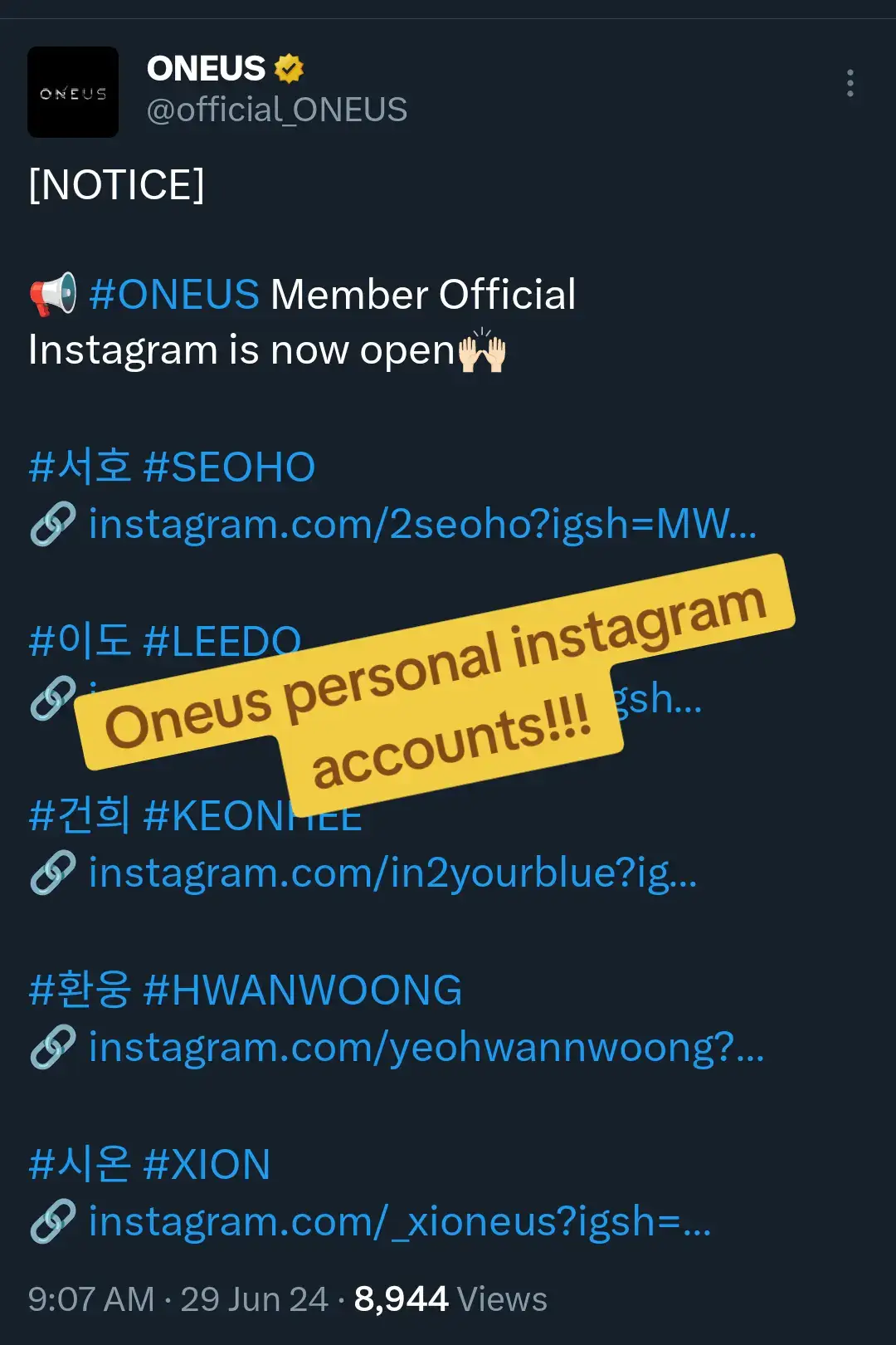 OMGGGG #oneus #instagram #leedo #seoho #xion #keonhee #hwanwoong 