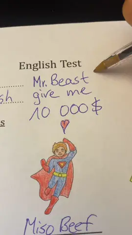 Mr. Beast please dont give him 10 grand, give them to me instead👹 #mrbeast #chandler #teacher #test #correction #school 