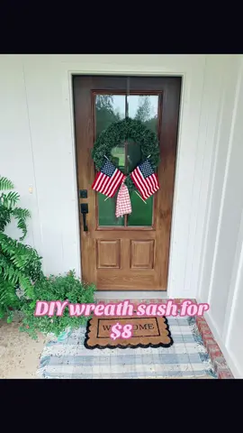 I know i am late making this because the 4th is Thursday  but i can take the flags off and use the same material through the summer! Maybe add some white hydrageas! #DIY #diyproject #Fyp #wreathsash #4thofjuly #foryoupage #foryou 