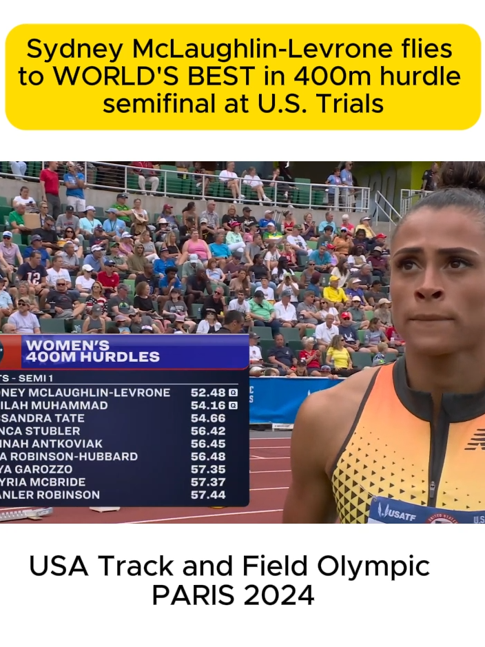 Sydney McLaughlin-Levrone flies to WORLD'S BEST in 400m hurdle semifinal at U.S. Trials  - USA Track and Field Olympic Team Trials 2024 #SydneyMcLaughlinLevrone #TeamUSA