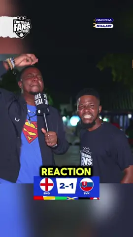 Watch the FULL England 2-1 Slovakia Reaction  VIDEO now on YouTube via link in bio 📺 🔥 🗣️ 😅  #naijafootball #tiktoknigeria #naijatiktok #sportsontiktok  #nigeria #africanfootball 