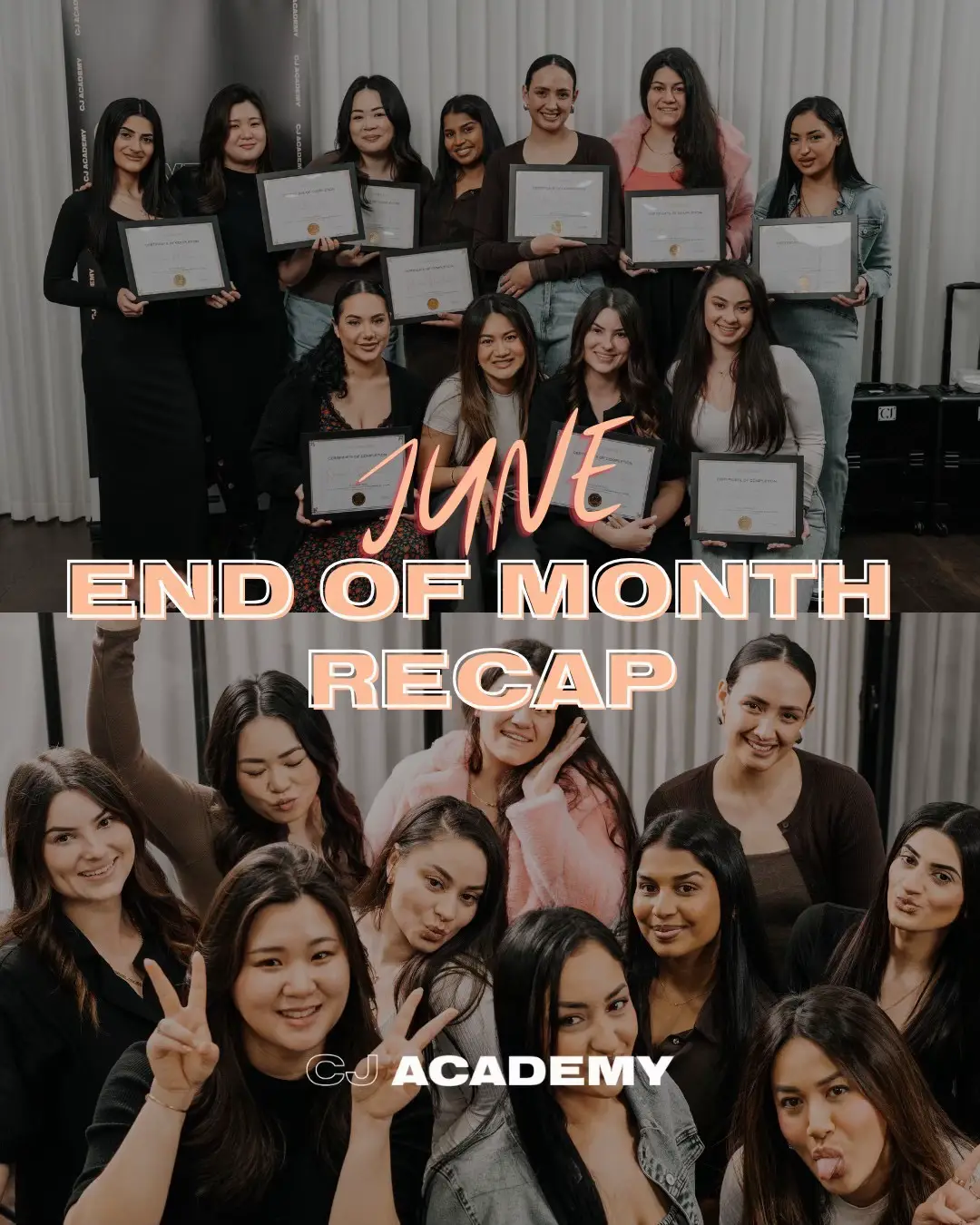 Jun recap 🧡  Congratulations to our June Accelerated Acrylic Course, we’re so proud of them. We can’t wait to see their ongoing success! ✨ At CJ Artistry, we had our Paint and Sip, end of year party. We had a team challenge, whoever had the best painting won a free day off! 🧡 It’s halfway through the year, it’s never too late to kickstart your nail journey!  Click the link in the bio for more info 🔗 #cjacademy #naileducation #nailcourse #acrylics #junerecap #granvillenailsalon