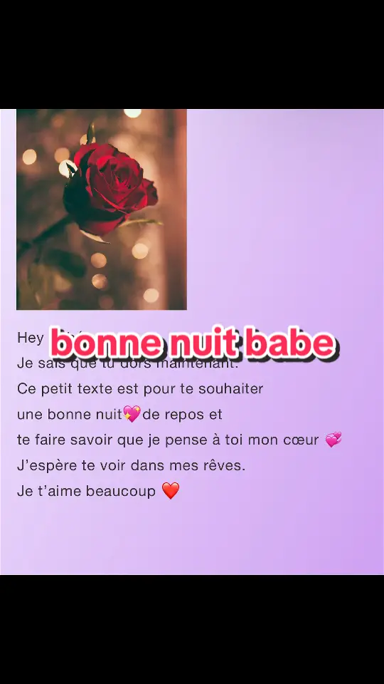 bonne nuit mon amour ❤️ #pourtoi #foryou #bonnenuit  #sms #jetaime #cherie #bb #babe 