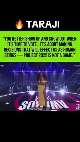 🔥 @tarajiphenson: “You better show up and show out when it’s time to vote… it’s about making decisions that will effect us as human beings… Project 2025 is not a game.” #BETAwards 