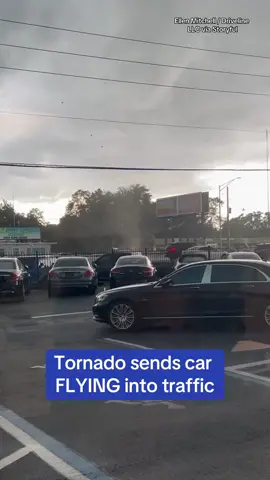 Jacksonville tornado sends car FLYING into oncoming traffic. Luckily, no one got hurt.🙏 🎥 Ellen Mitchell / Driveline LLC via Storyful #tornado #jacknsonville #traffic #nature #viral #usa 