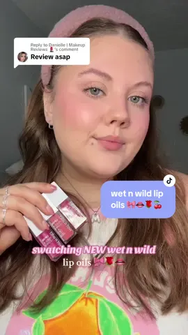 Replying to @Danielle | Makeup Reviews 💄 these are so JUICY & HYDRATING 🎀☁️💫  @wetnwildbeauty they don’t feel heavy on the lips and they do have a thicker formula but when applied it feels very thin. it’s more of a true lip oil vs a lip oil / gloss! and TBH these feel more nourishing than the elf lip oils 👀 they leave your lips with a beautiful tint and GLASS-LIKE finish 👄 there is a slight fragrance, but it’s very light (vanilla mint scent) which I find smells so good and it’s not going to be overpowering to those who are sensitive to fragrance  #wetnwildmakeup #wetnwild #wetnwildlips #wetnwildlipoil #lipoil #lipoilswatches #makeuptryon #makeupswatches #affordablemakeup #drugstoremakeup