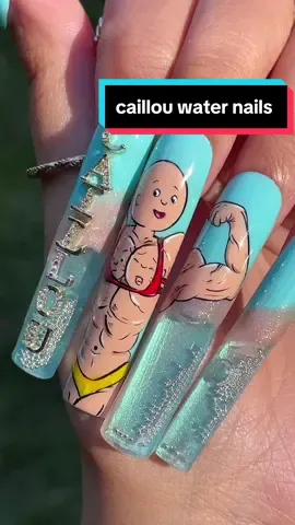 EACH DAY I GROW SOME MORE - Caillou Water nails #crazynails #nailsartvideos #caillou #waternails #aquanails 