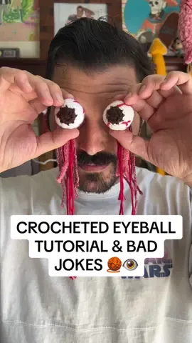 A Crocheted Eyeball Tutorial AND bad jokes?? Who could have seen it coming. Eye know Eye couldn’t… okay Im sorry 🧶👀 #crochettutorial #tutorial #yarn #badjokes #eyeball 