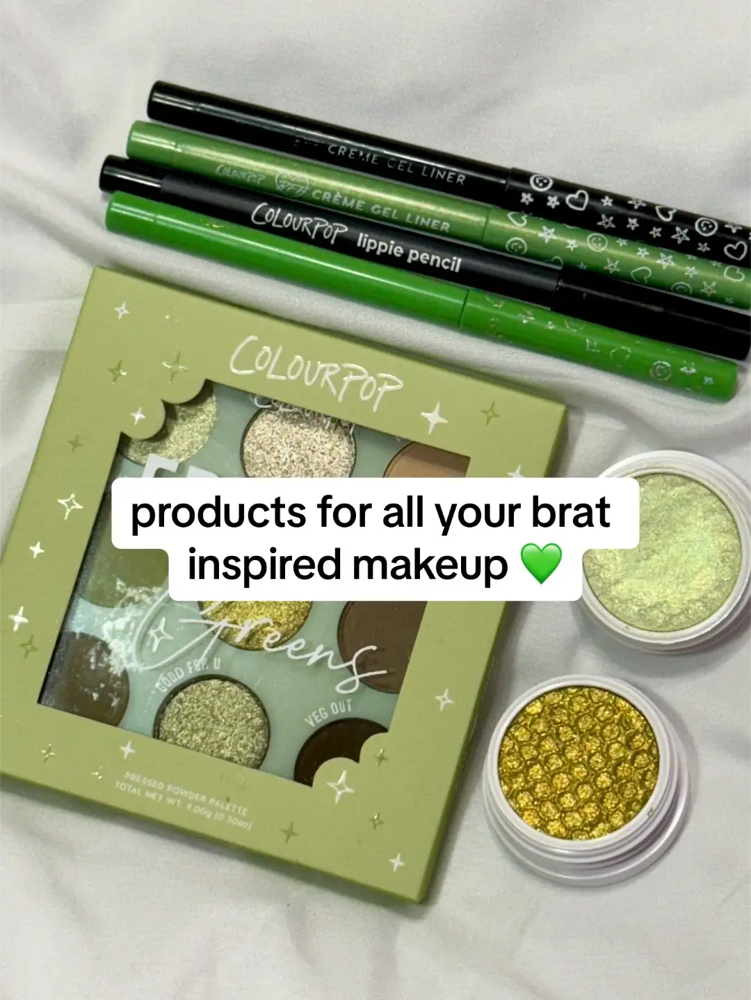 Be so Julia with these lime green faves of ours #brat #bratalbum #bratmakeup #bratsummer 