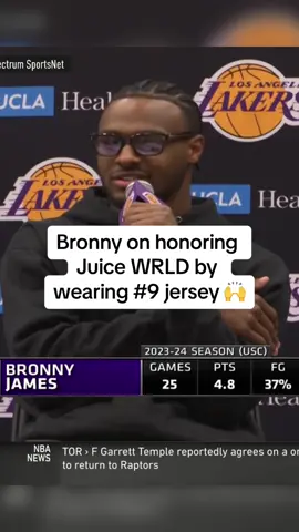 Bronny on why he chose No. 9 jersey number. 🙌 #bronny #juicewrld #lakers #lebron #nbabasketball 