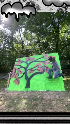 A mutual requested a Japanese tree. Didnt put too many leaves for the green screen effect. #painting #painter #edit #edits #editss #transition 