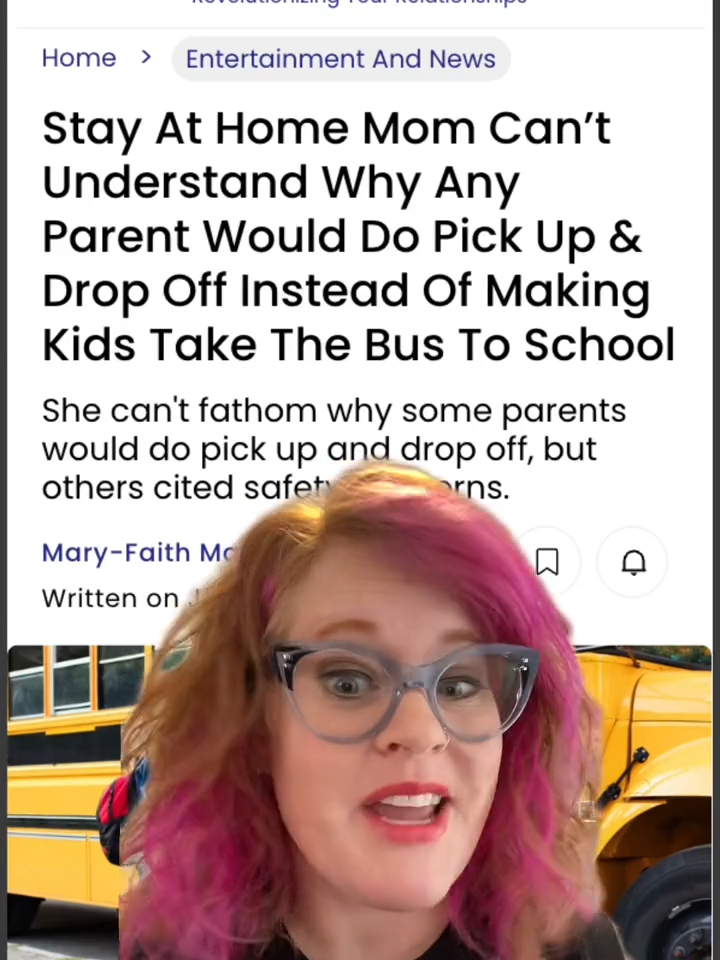 A stay-at-home-mom questioned why anyone would do school drop off or pick up when they could just send their kids to school on the bus #schoolbus #sahm #MomsofTikTok #parenting #teacher #student