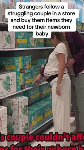 Strangers follow a struggling couple in a store and buy them items they need for their newborn baby