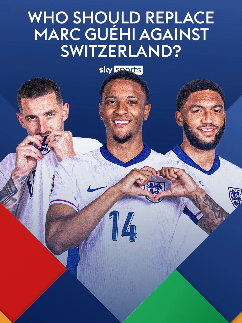 Who should replace Marc Guehi in the starting line-up for England in their quarterfinal against Switzerland? 🏴󠁧󠁢󠁥󠁮󠁧󠁿🇨🇭 #england #EURO2024 #football #skysports #sky